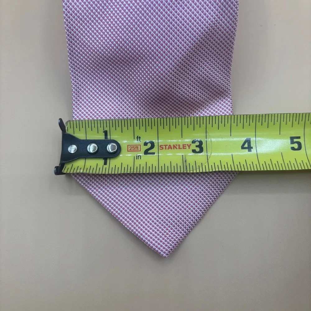 Lands' End Silk Necktie Mens Regular Pink Textured Handsewn Preppy Classic